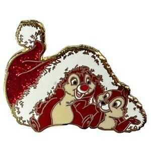 Disney Chip Dale Trading Pin Christmas Santa Hat Chipmunks Brooch Lapel Pin